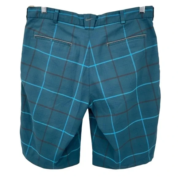 Nike Golf Shorts Men 34 Teal Blue Plaid Dri-FIT Tour Performance 509182-373 - Picture 8 of 8